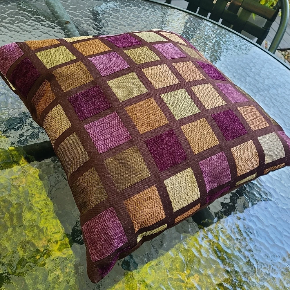 Spencer home‎ decor windowpane pillow patchwork velvet checker textured